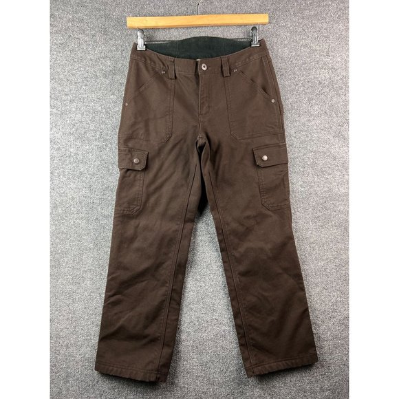 Duluth Trading Co Pants - Duluth Trading Pants Womens 6x29 Brown Soft Shell Cargo Stretch Fleece Lined